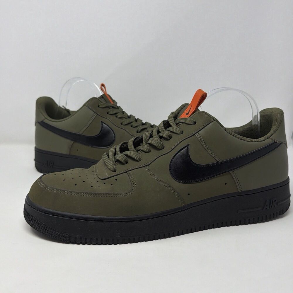 Nike Air Force 1 Low ’07 Medium Olive Black Orange BQ4326-200 14 AUTH